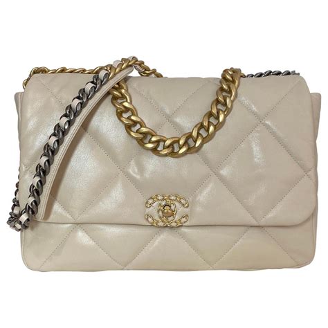 chanel flap 19 beige|chanel 19 flap bag white.